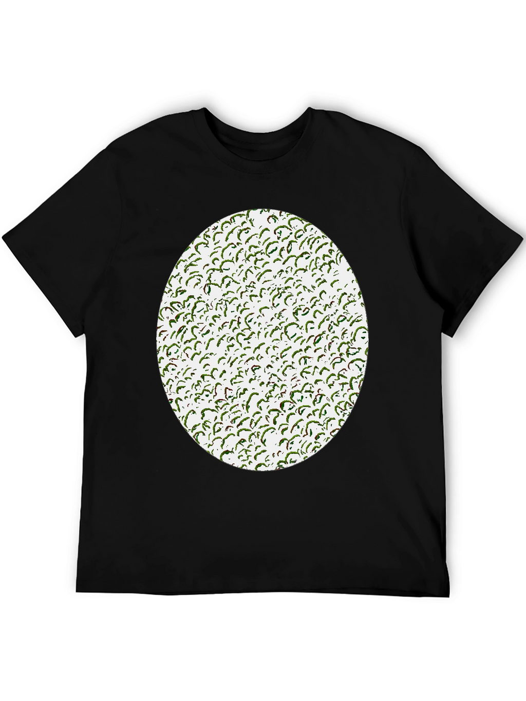 Novelty Green Pattern Print Black T-Shirt