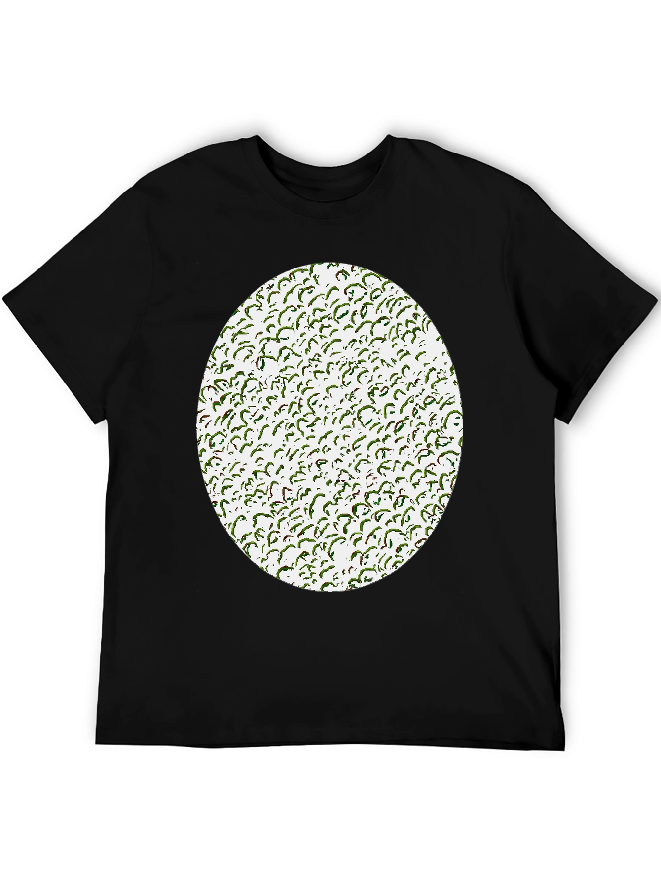 Novelty Green Pattern Print Black T-Shirt