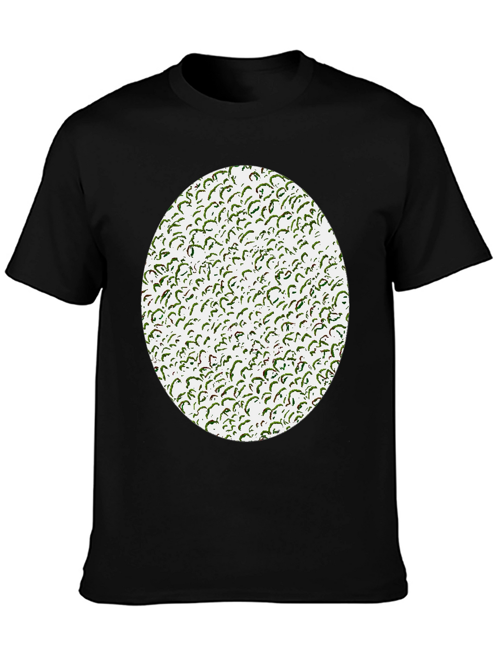 Novelty Green Pattern Print Black T-Shirt