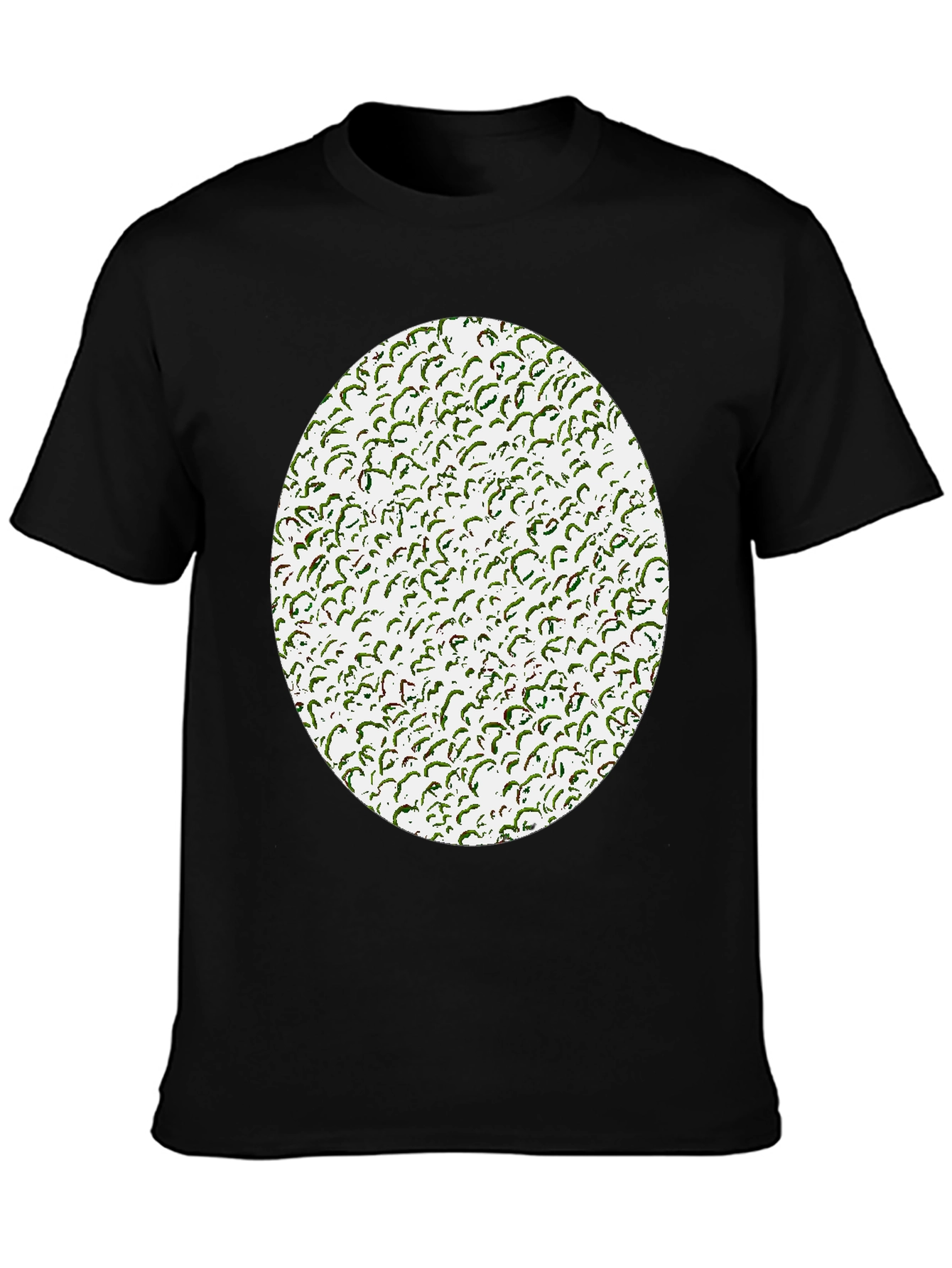 Novelty Green Pattern Print Black T-Shirt