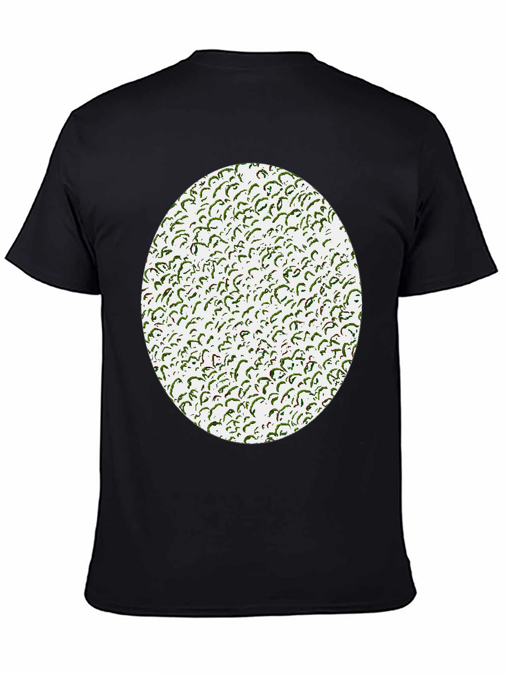 Novelty Green Pattern Print Black T-Shirt