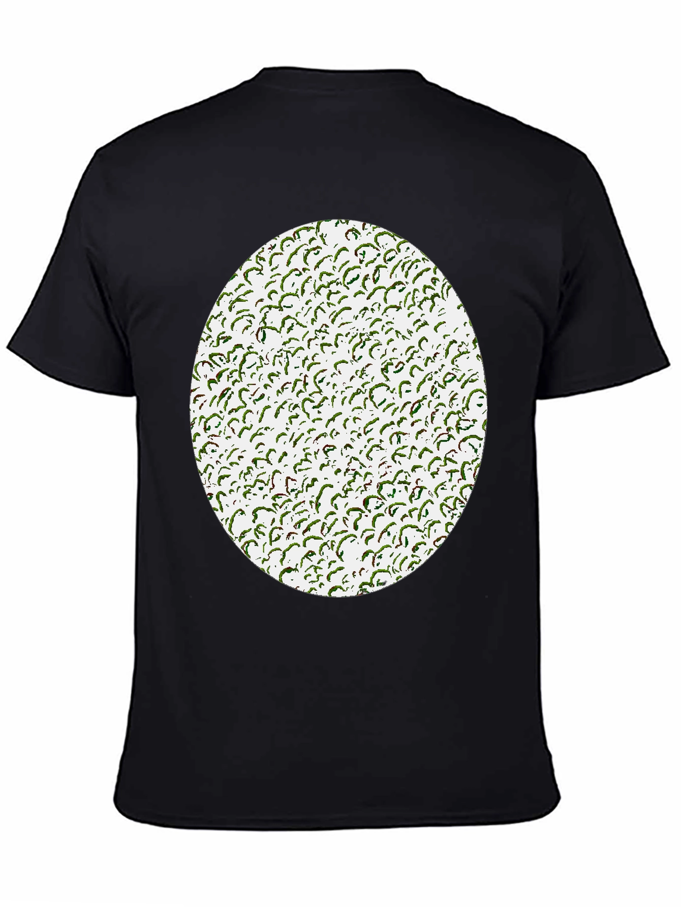 Novelty Green Pattern Print Black T-Shirt