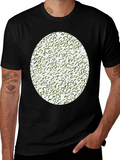 Novelty Green Pattern Print Black T-Shirt