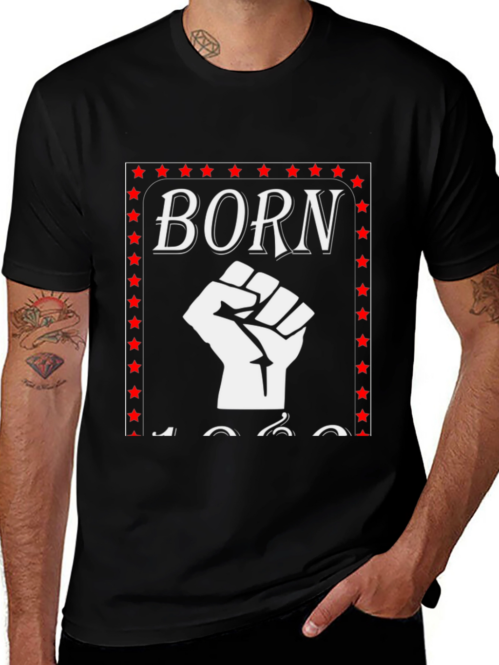 Born 1960s Fist T-Shirt - Black Pride Tee