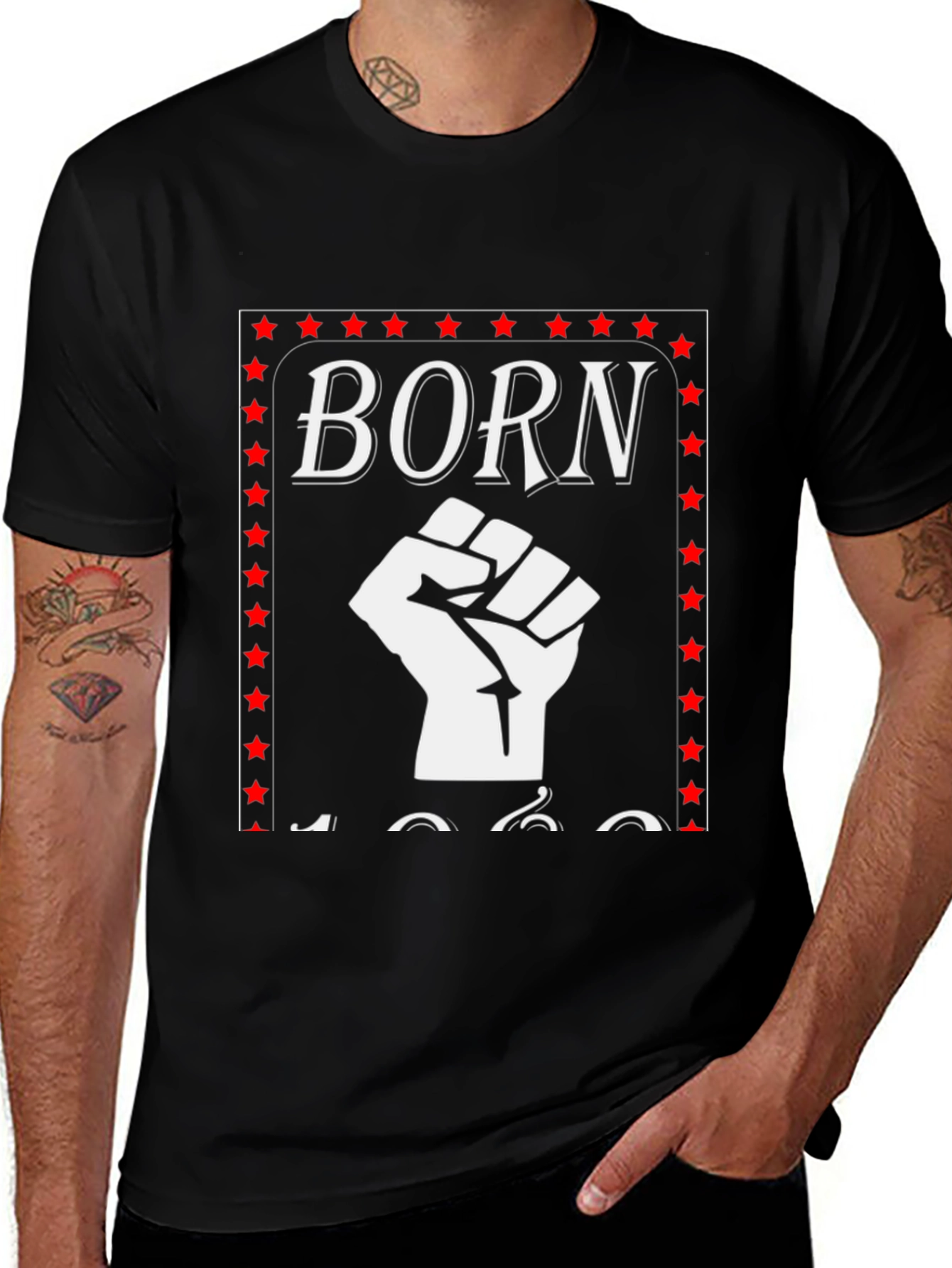 Born 1960s Fist T-Shirt - Black Pride Tee