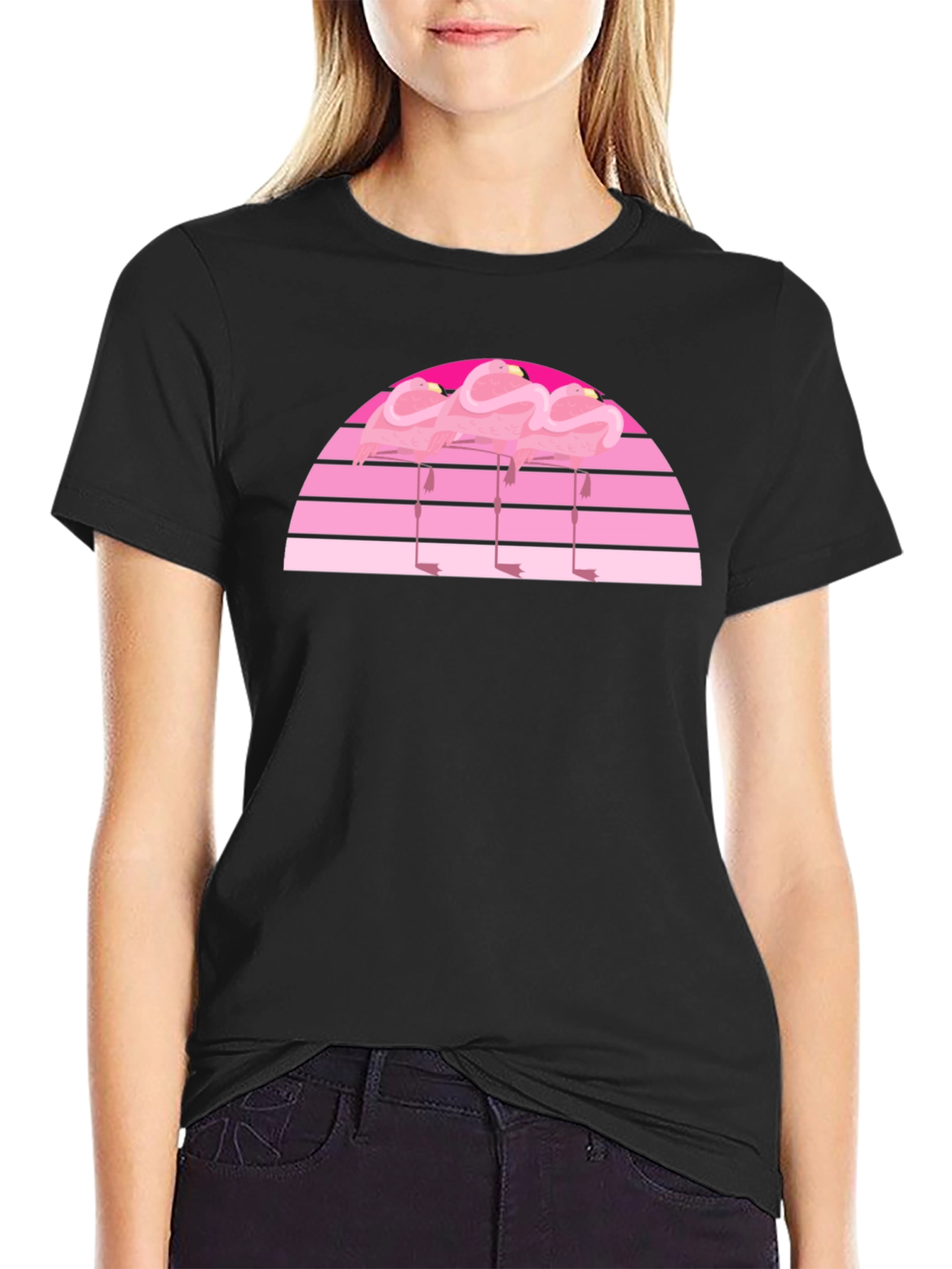 Retro Flamingo Sunset Graphic Tee