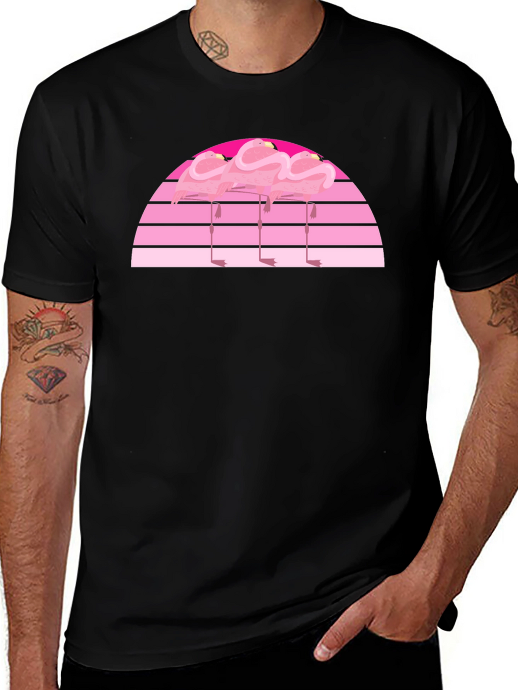 Retro Flamingo Sunset Graphic Tee