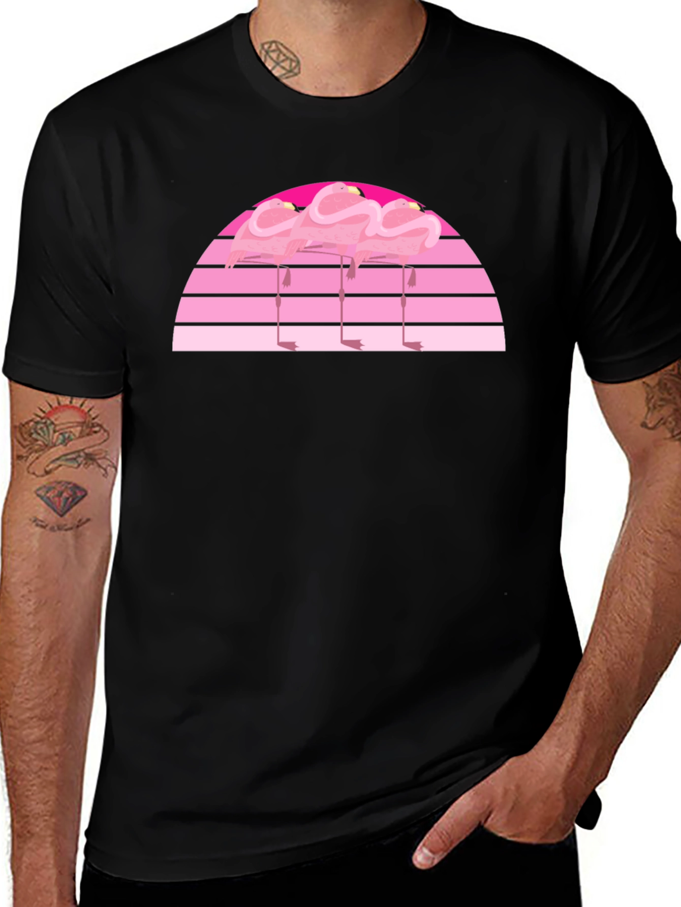 Retro Flamingo Sunset Graphic Tee