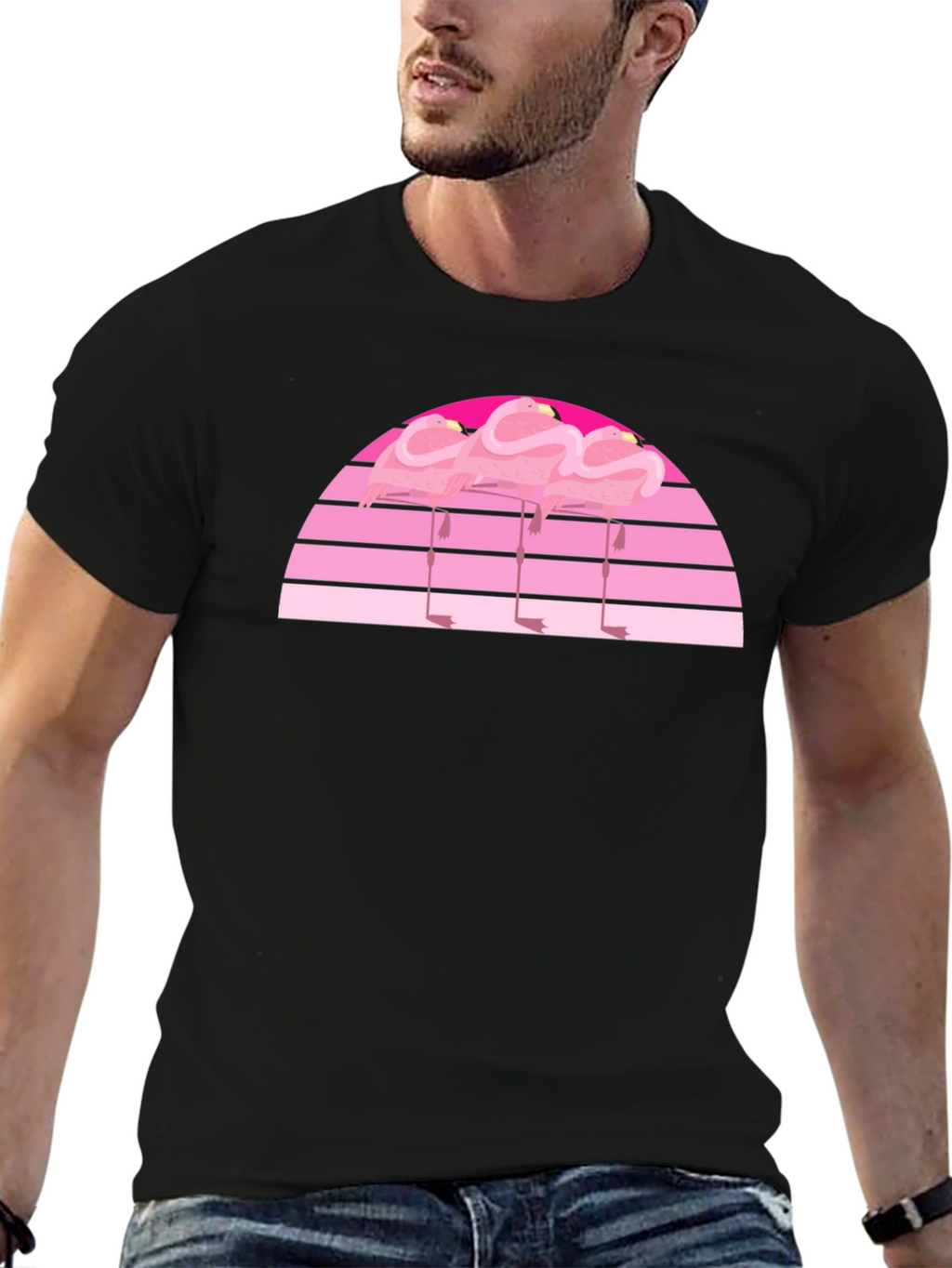 Retro Flamingo Sunset Graphic Tee