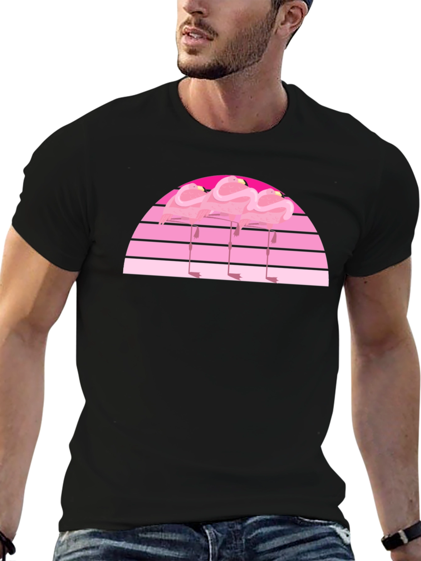 Retro Flamingo Sunset Graphic Tee