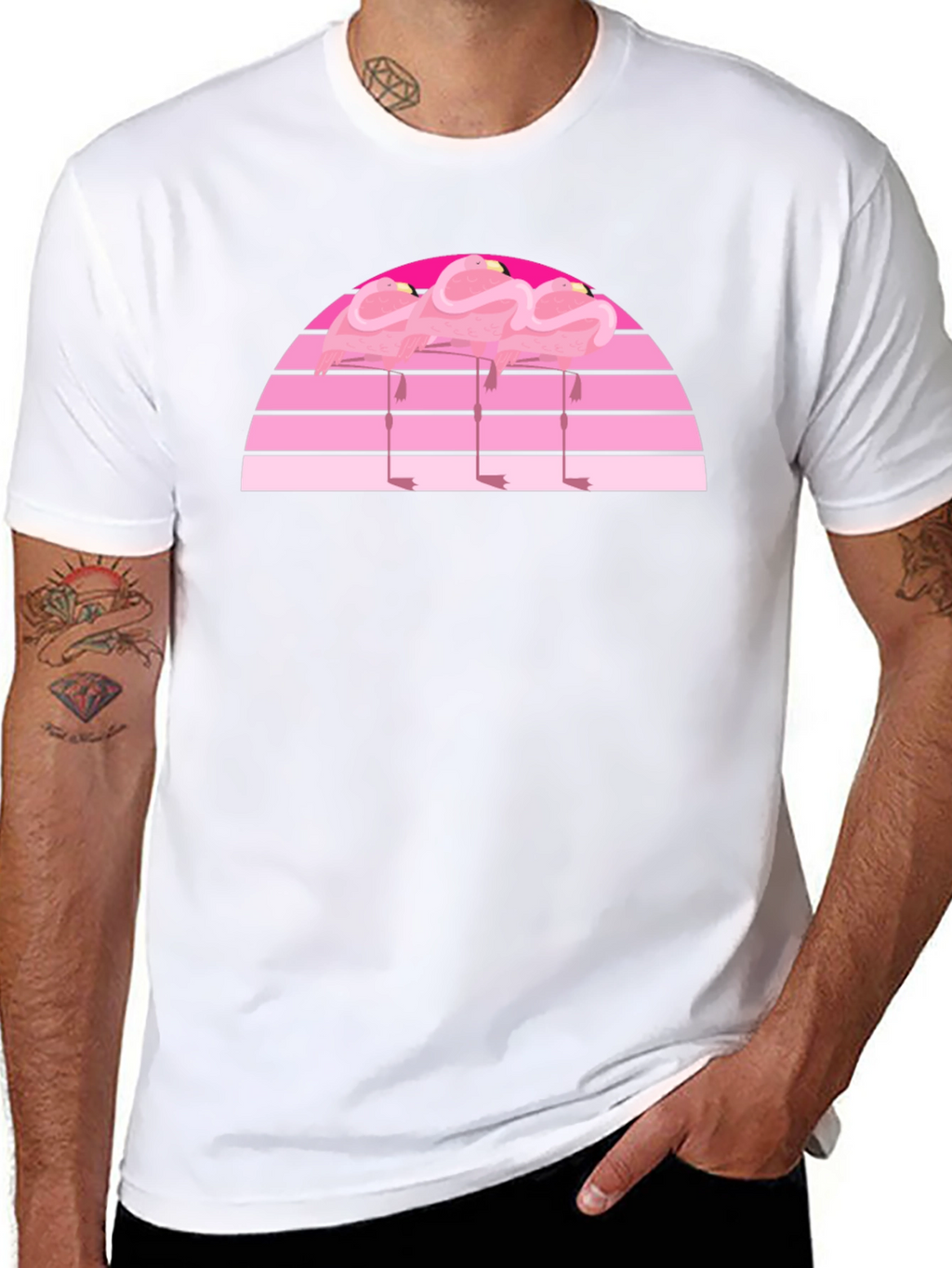 Retro Flamingo Sunset Graphic Tee