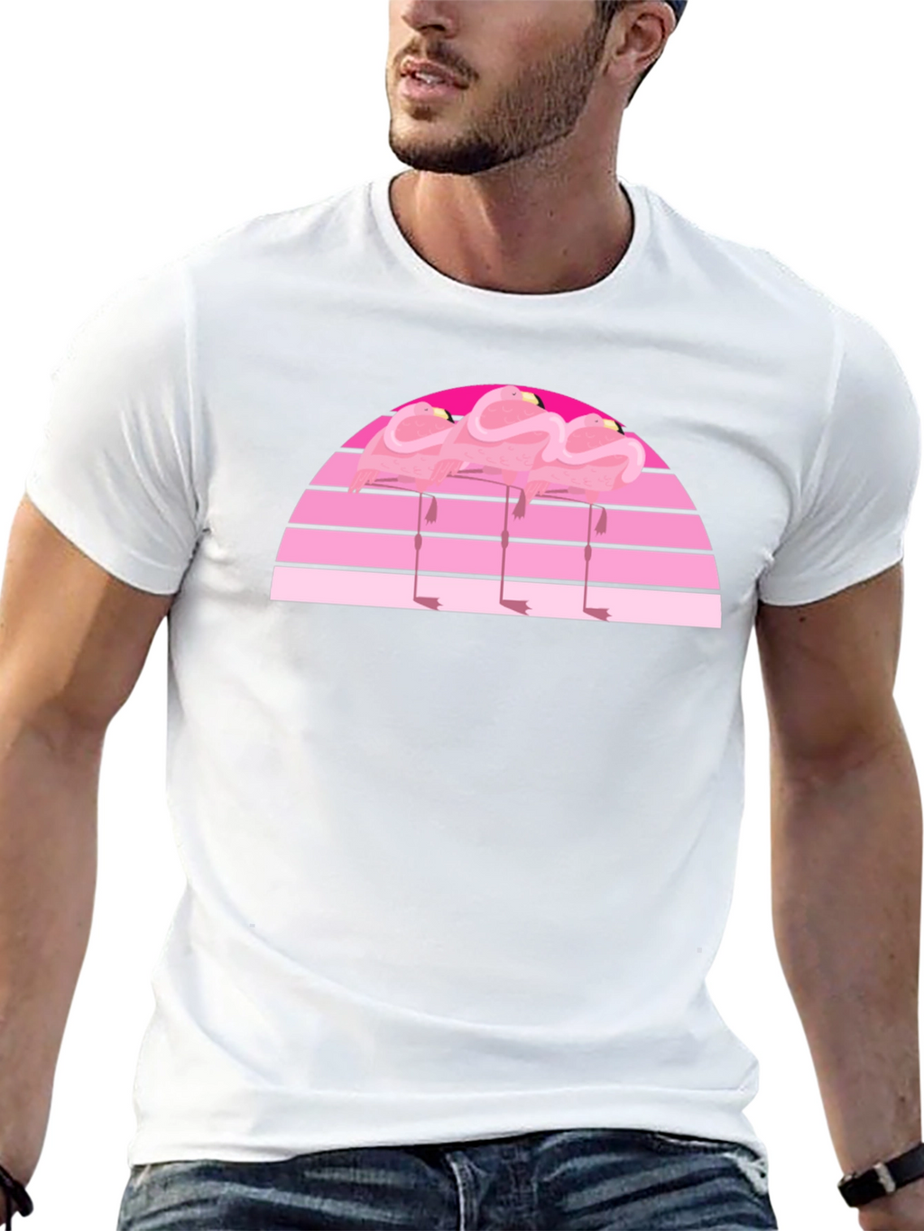 Retro Flamingo Sunset Graphic Tee