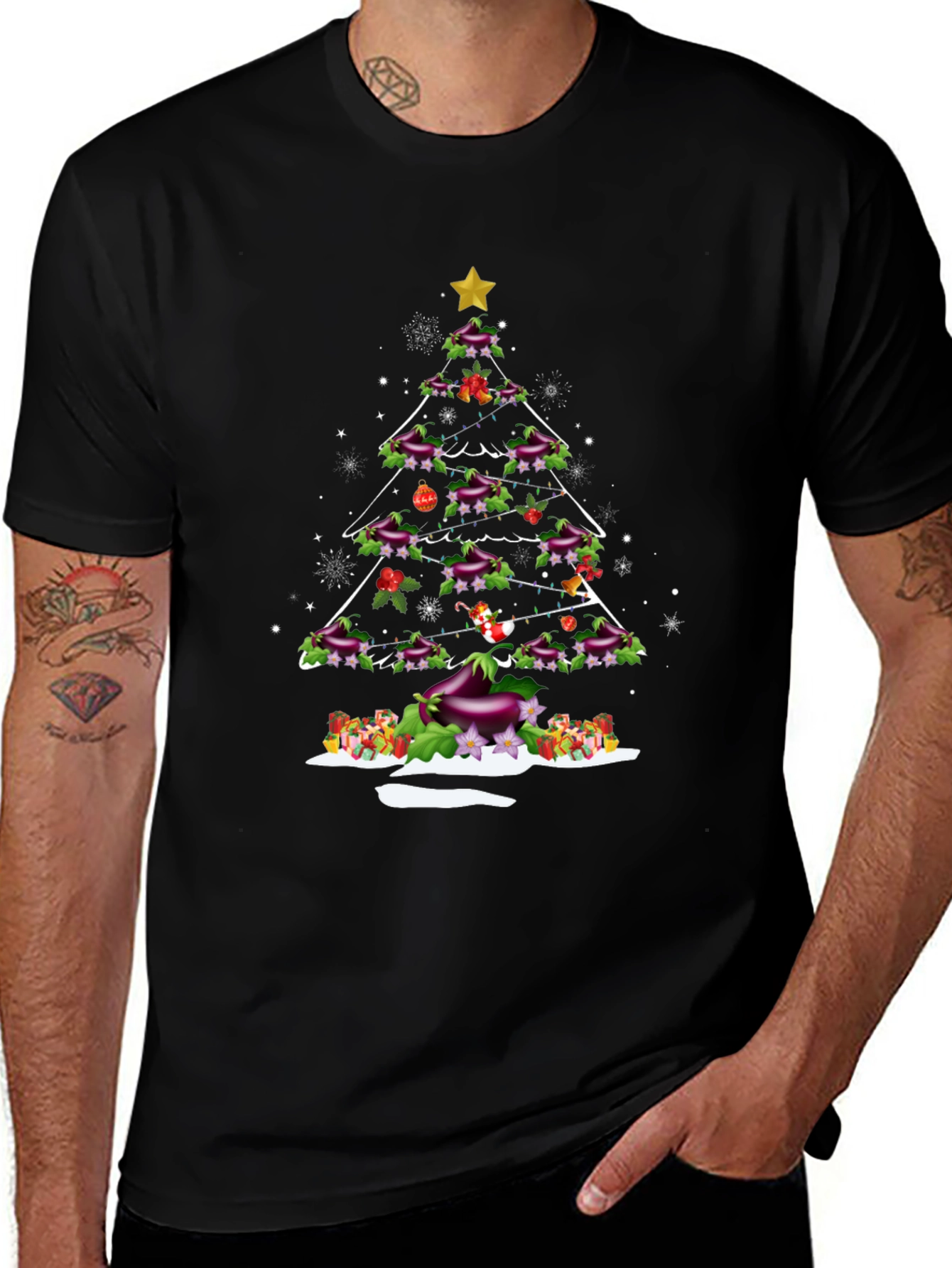 Eggplant Christmas Tree T-Shirt