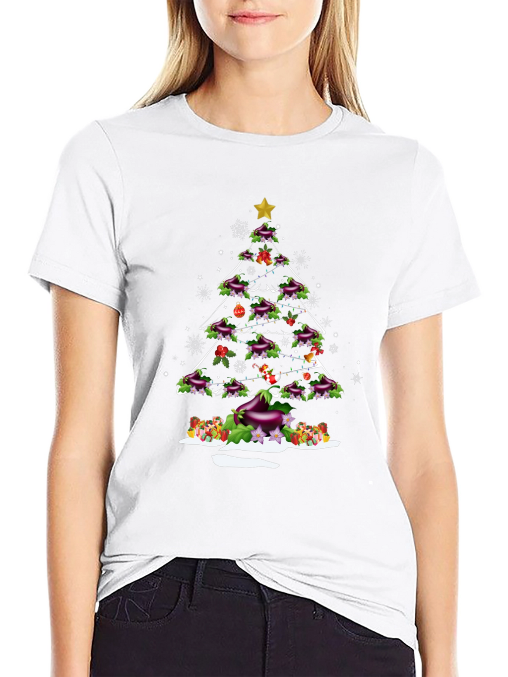 Eggplant Christmas Tree T-Shirt