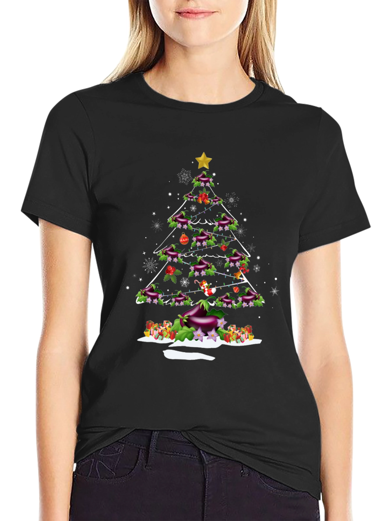 Eggplant Christmas Tree T-Shirt