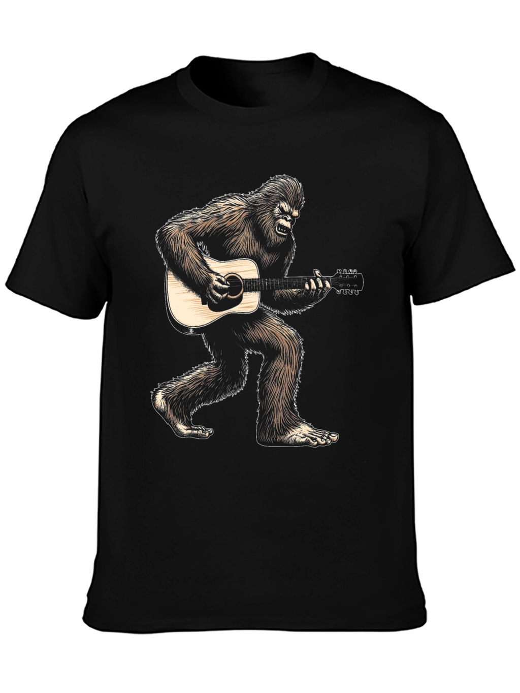 Bigfoot Playing Guitar Graphic Tee - Black