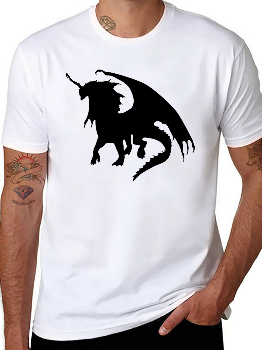 Dragon Silhouette Tee - Black Graphic T-Shirt