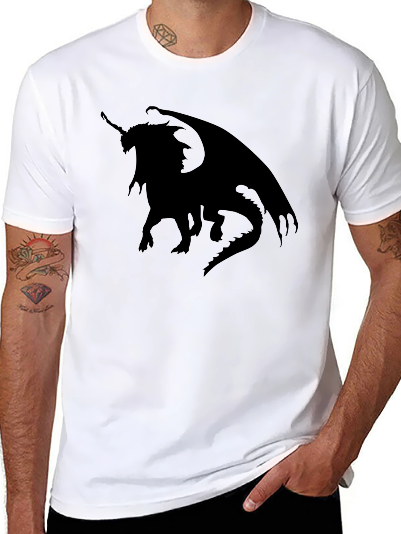 Dragon Silhouette Tee - Black Graphic T-Shirt