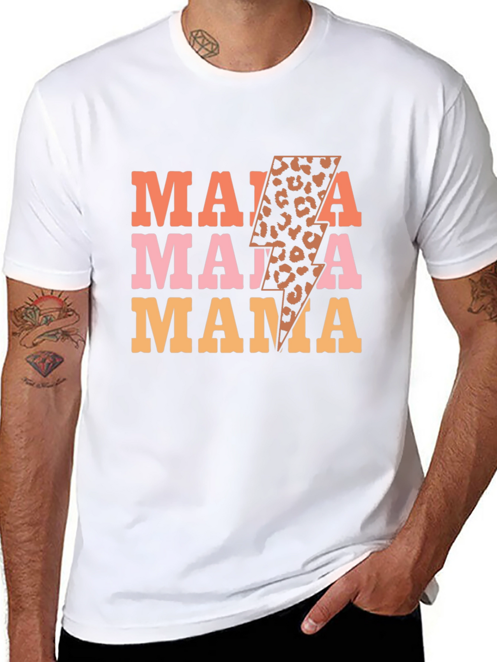 Mama Leopard Print Lightning Bolt Graphic Tee