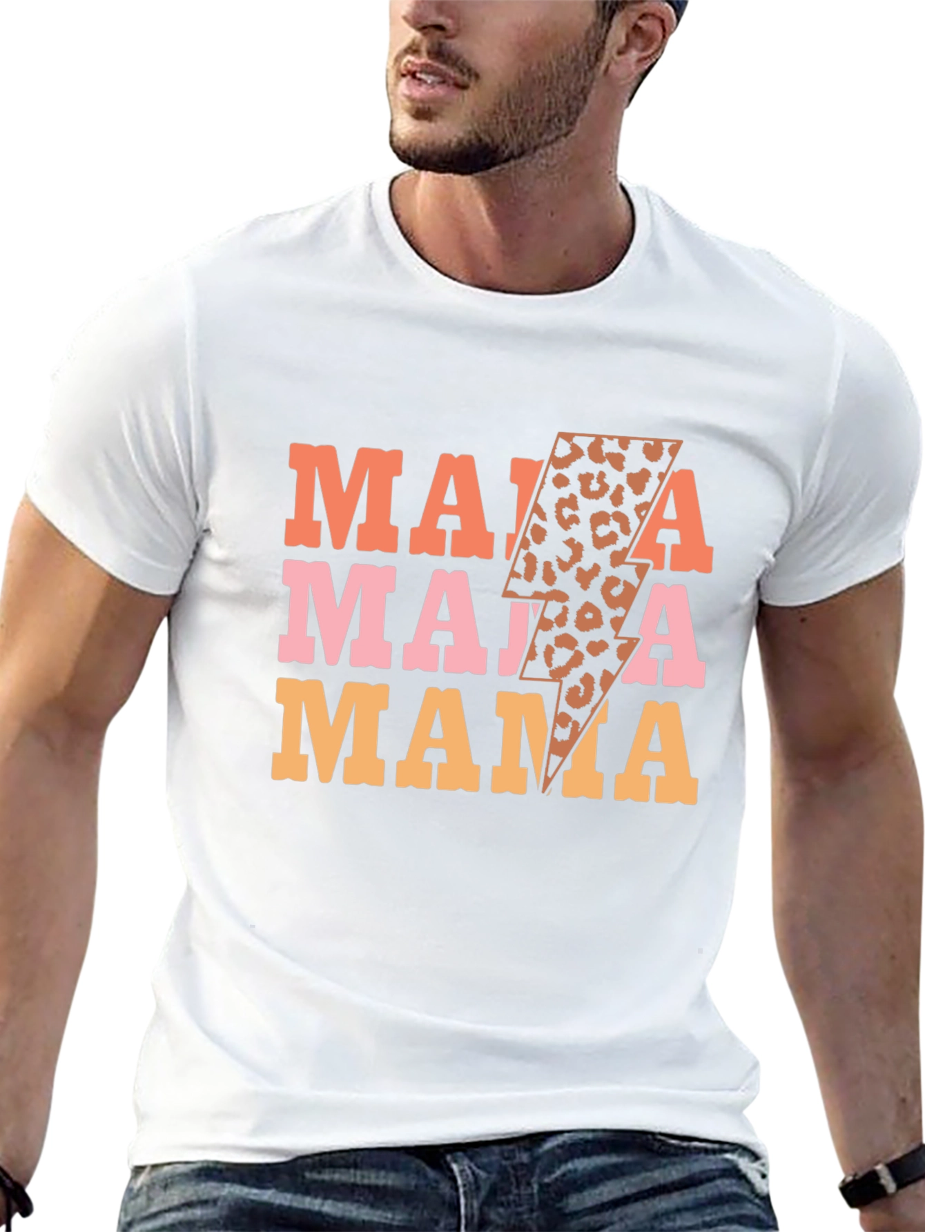 Mama Leopard Print Lightning Bolt Graphic Tee