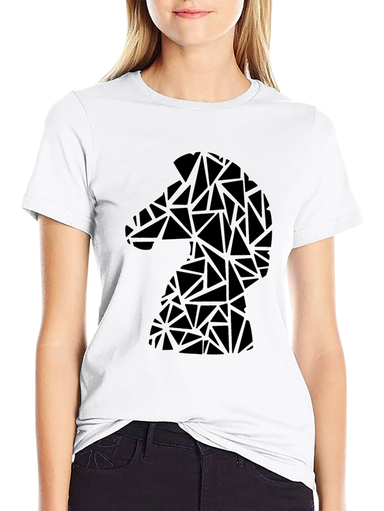 Geometric Knight Chess Piece Graphic Tee - Black