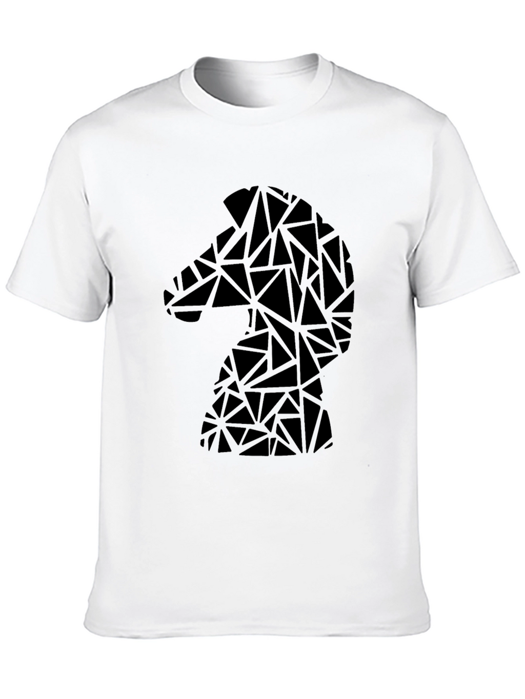Geometric Knight Chess Piece Graphic Tee - Black