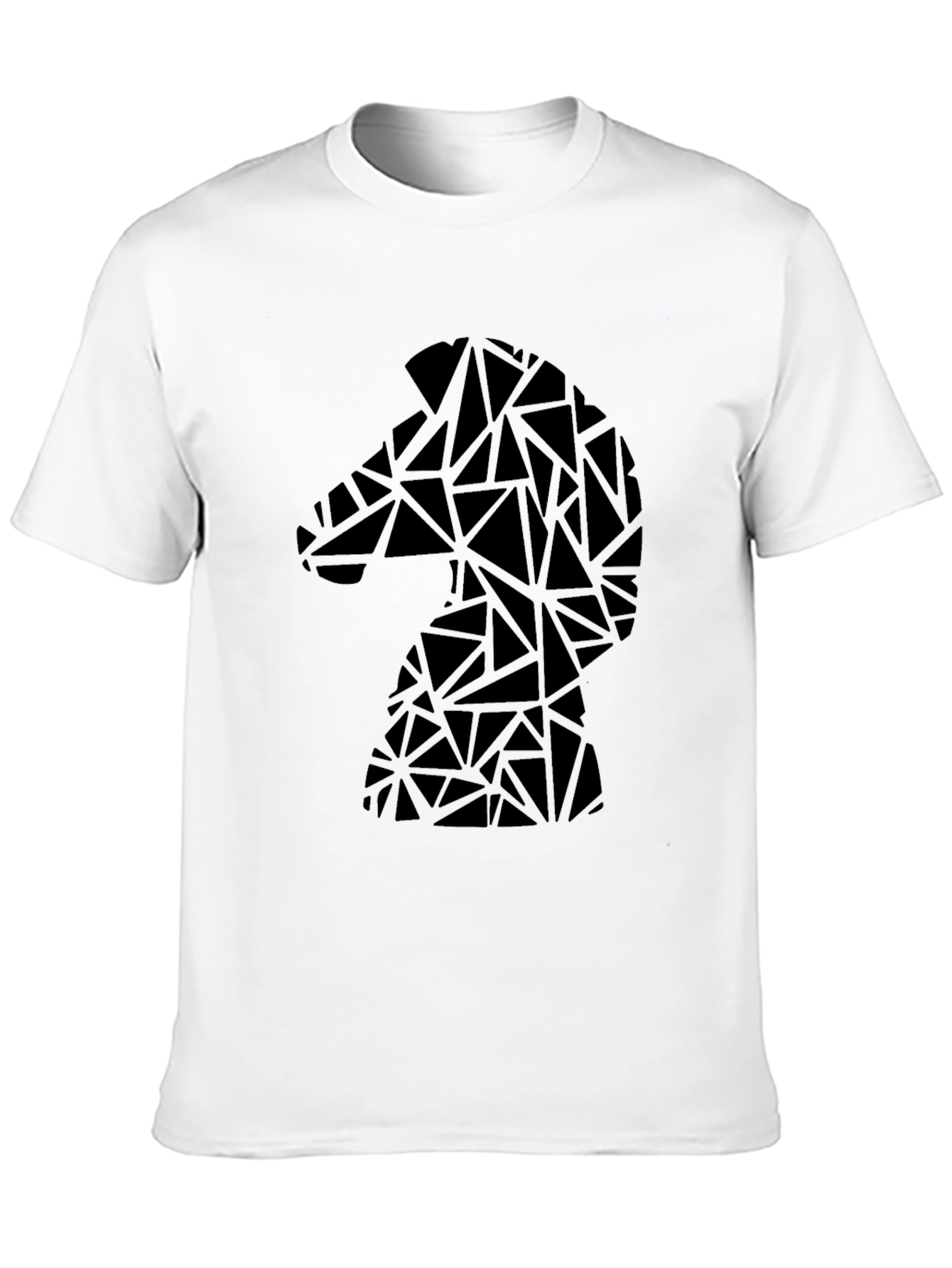 Geometric Knight Chess Piece Graphic Tee - Black