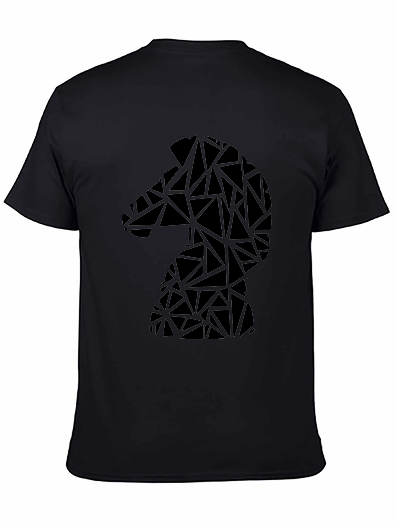 Geometric Knight Chess Piece Graphic Tee - Black