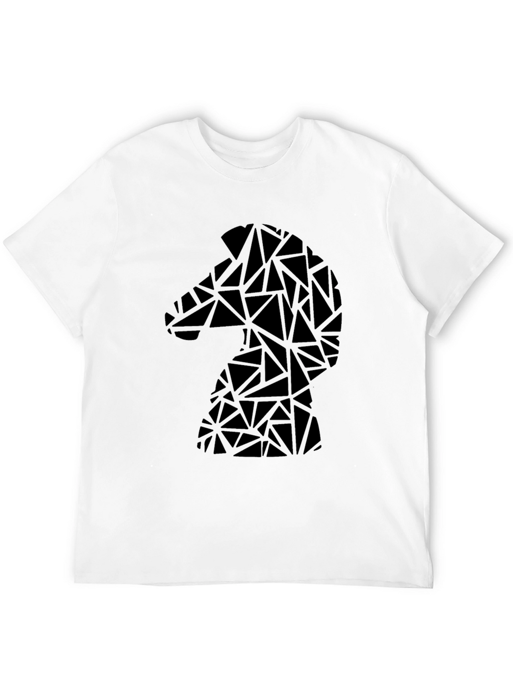 Geometric Knight Chess Piece Graphic Tee - Black