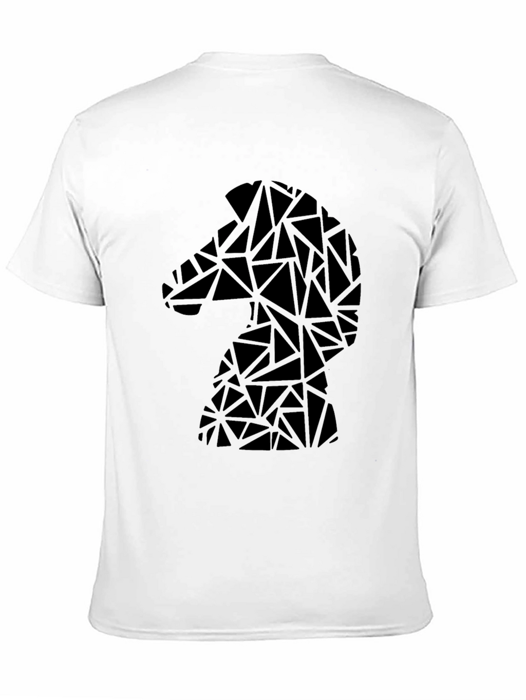 Geometric Knight Chess Piece Graphic Tee - Black