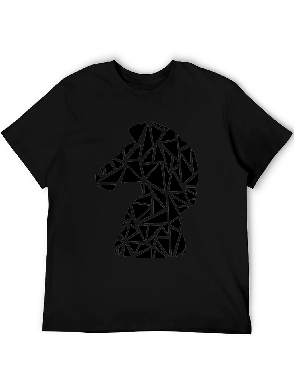Geometric Knight Chess Piece Graphic Tee - Black