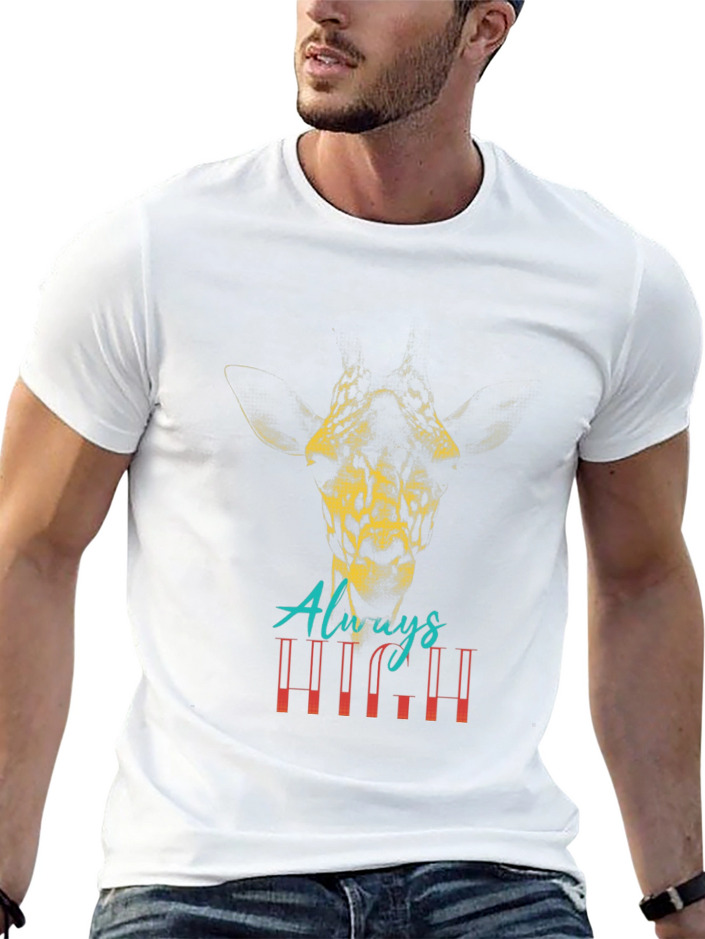 Always High Giraffe Graphic T-Shirt - Black