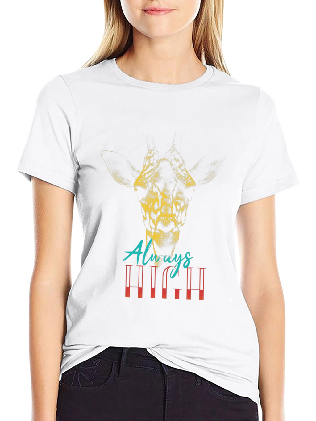 Always High Giraffe Graphic T-Shirt - Black