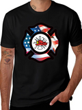 Firefighter American Flag Maltese Cross Graphic Tee