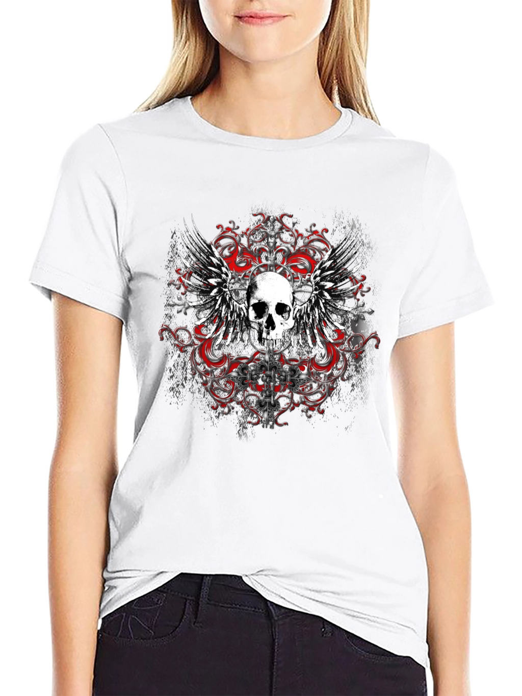 Skull Wings Graphic T-Shirt - Edgy Style
