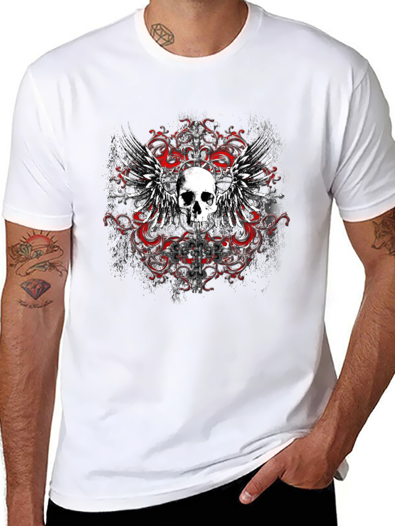 Skull Wings Graphic T-Shirt - Edgy Style