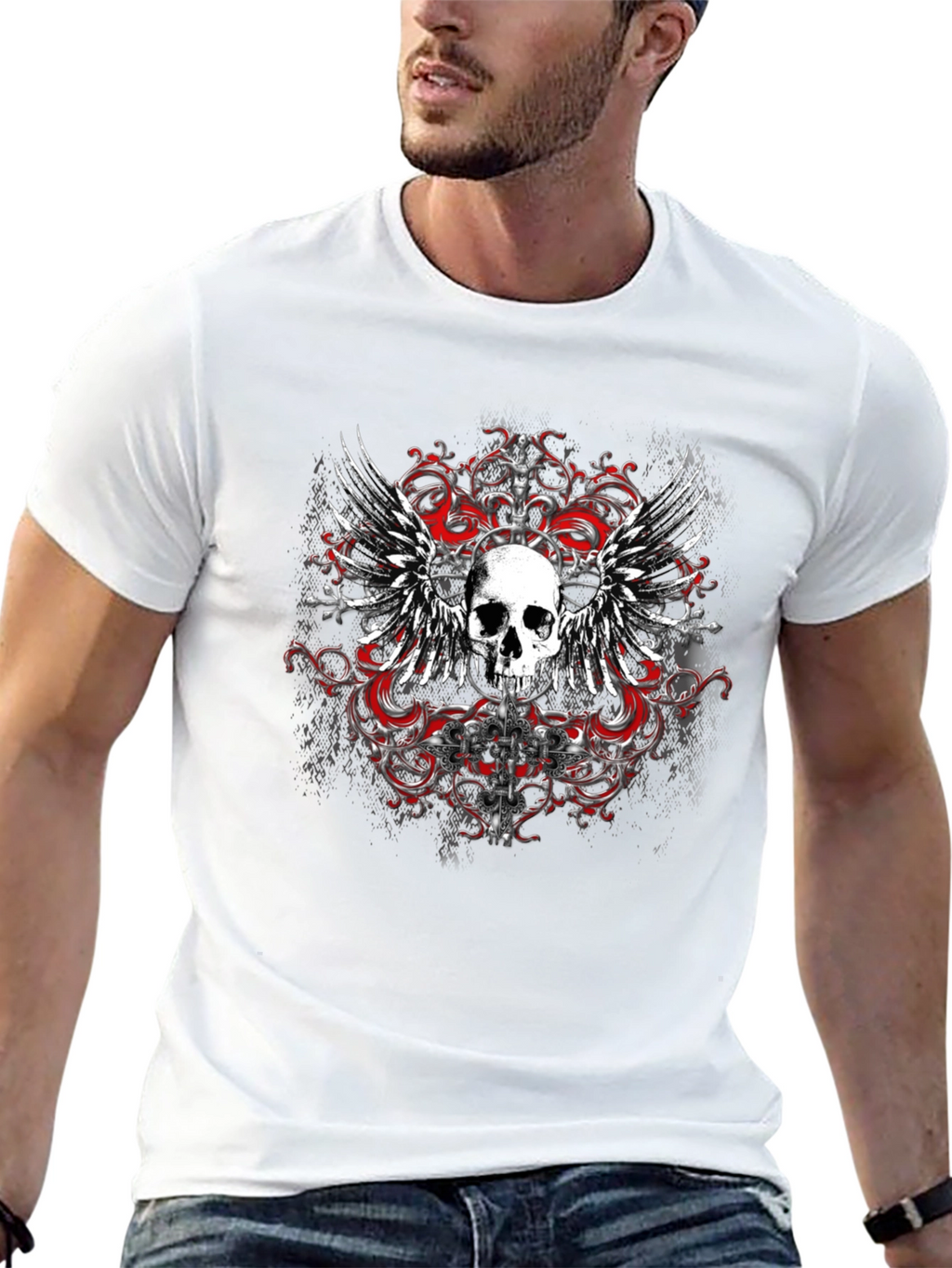 Skull Wings Graphic T-Shirt - Edgy Style