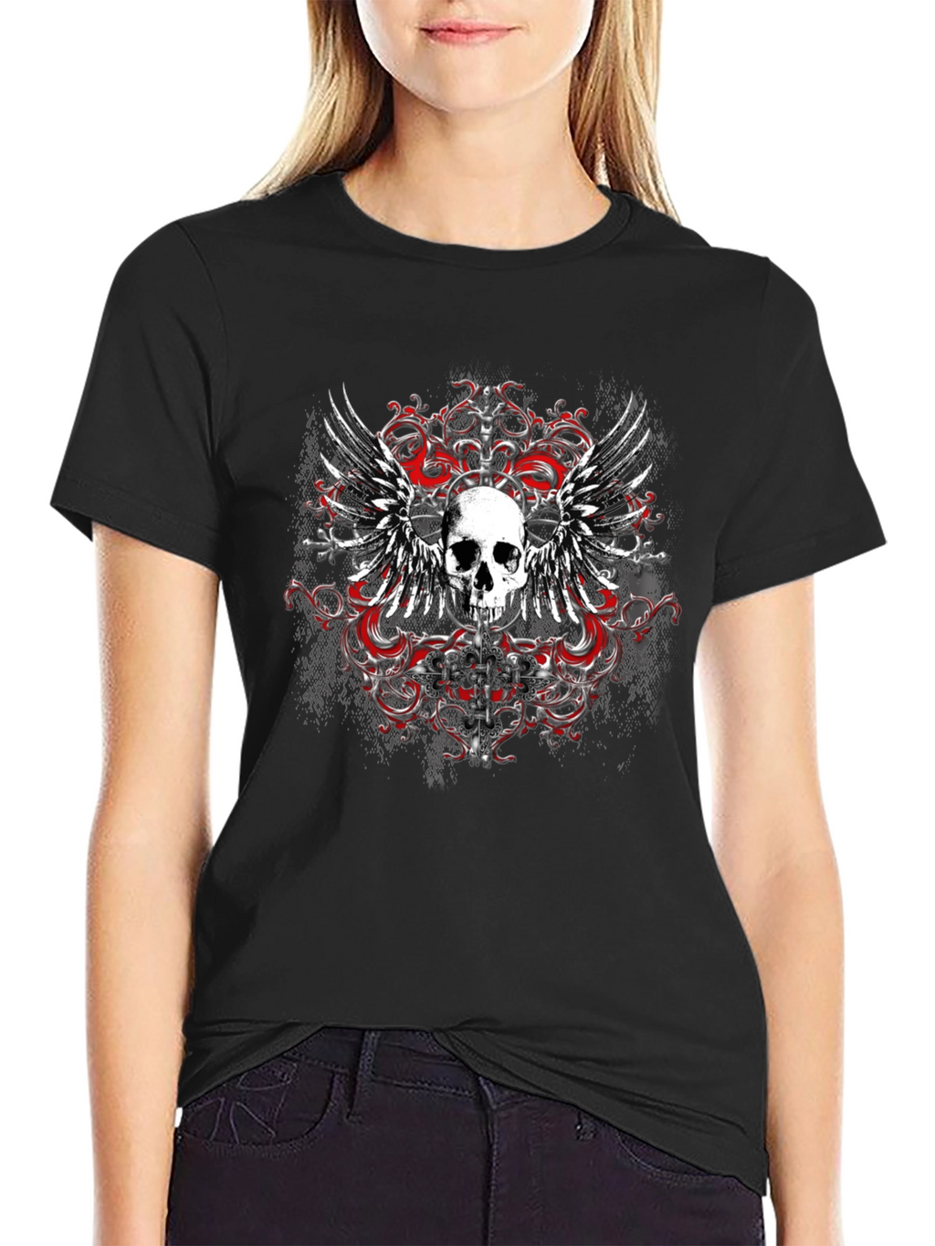 Skull Wings Graphic T-Shirt - Edgy Style