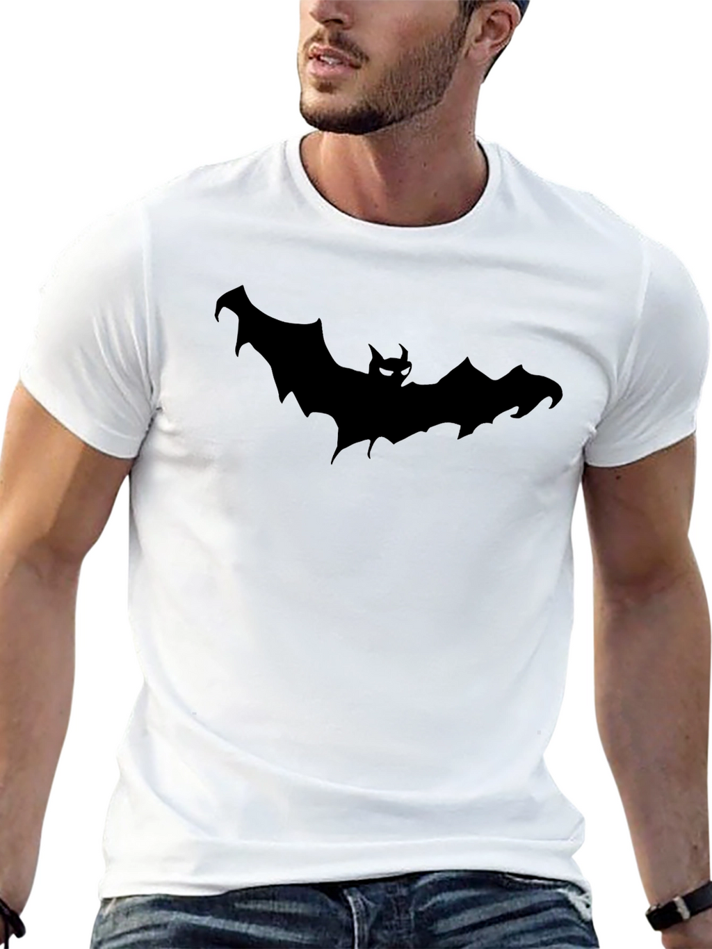 Mens Black Bat Graphic T-Shirt