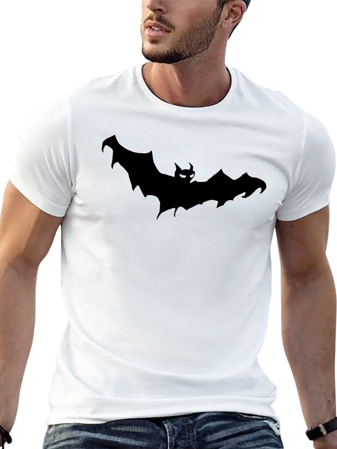 Mens Black Bat Graphic T-Shirt