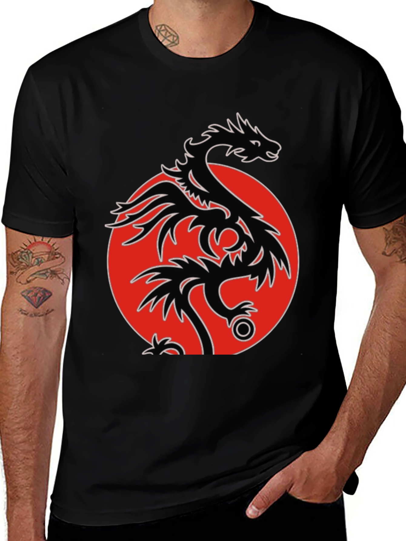 Dragon Circle Graphic Tee - Mens Black T-Shirt