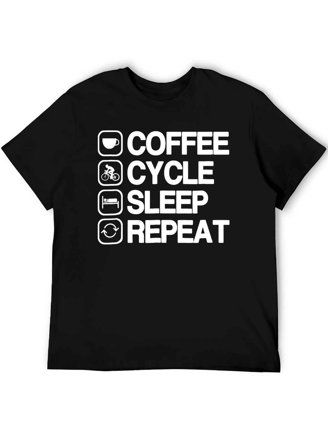Coffee Cycle Sleep Repeat T-Shirt - Black