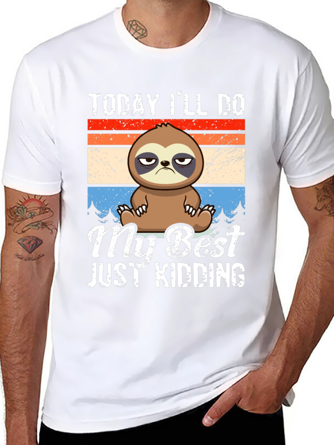 Funny Sloth Graphic Tee - Today Ill Do My Best