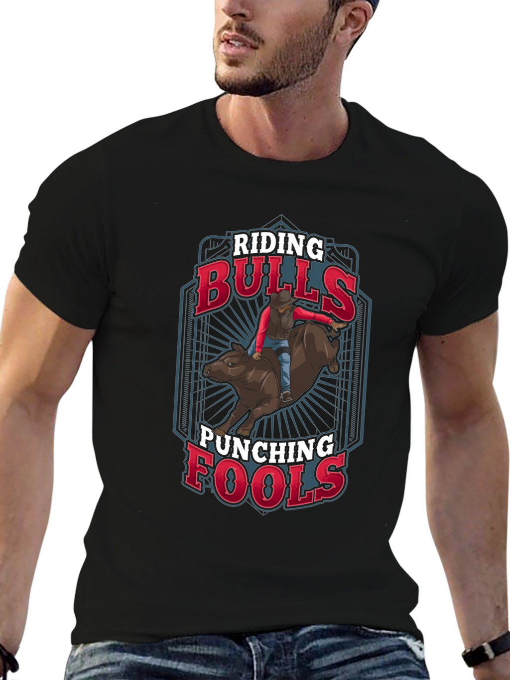 Riding Bulls Punching Fools Graphic Tee