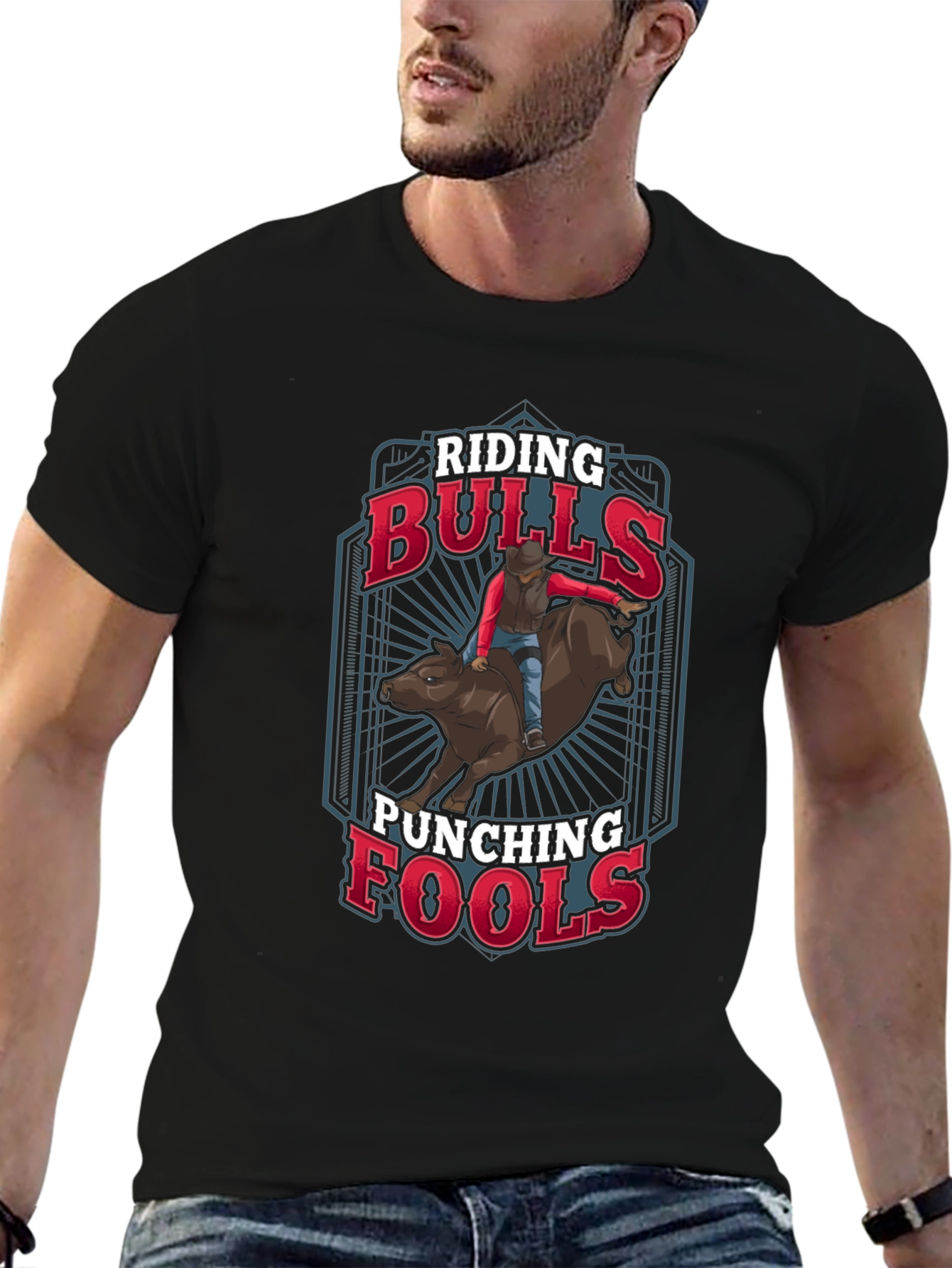 Riding Bulls Punching Fools Graphic Tee