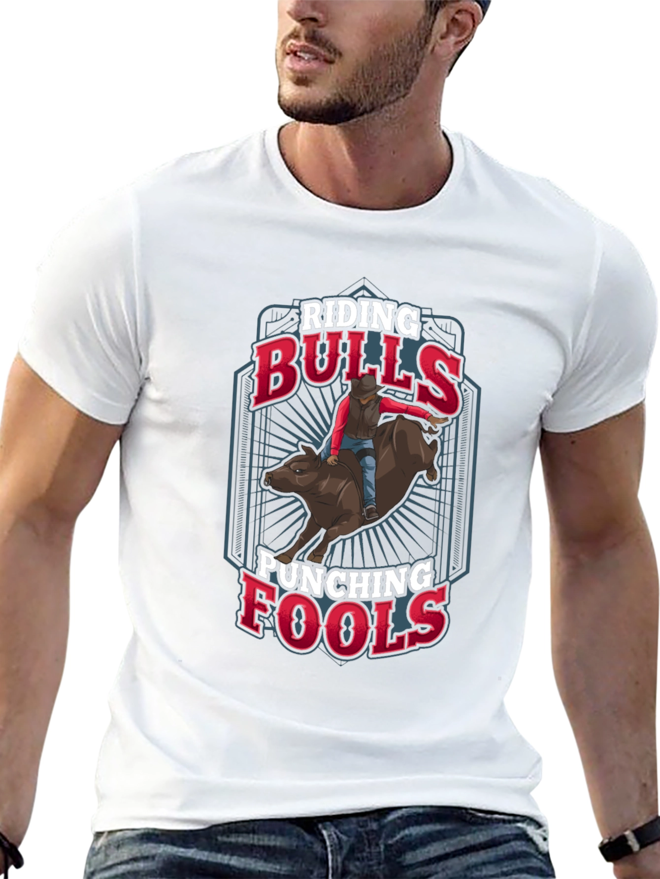 Riding Bulls Punching Fools Graphic Tee