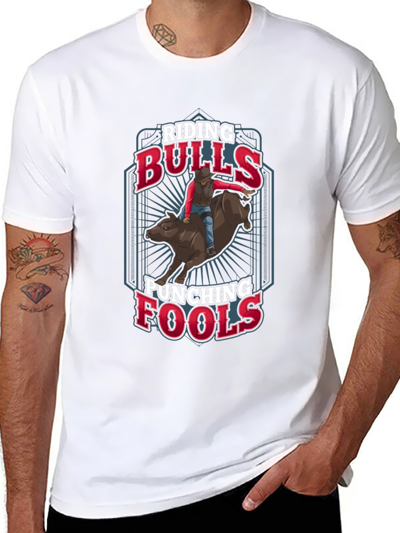 Riding Bulls Punching Fools Graphic Tee