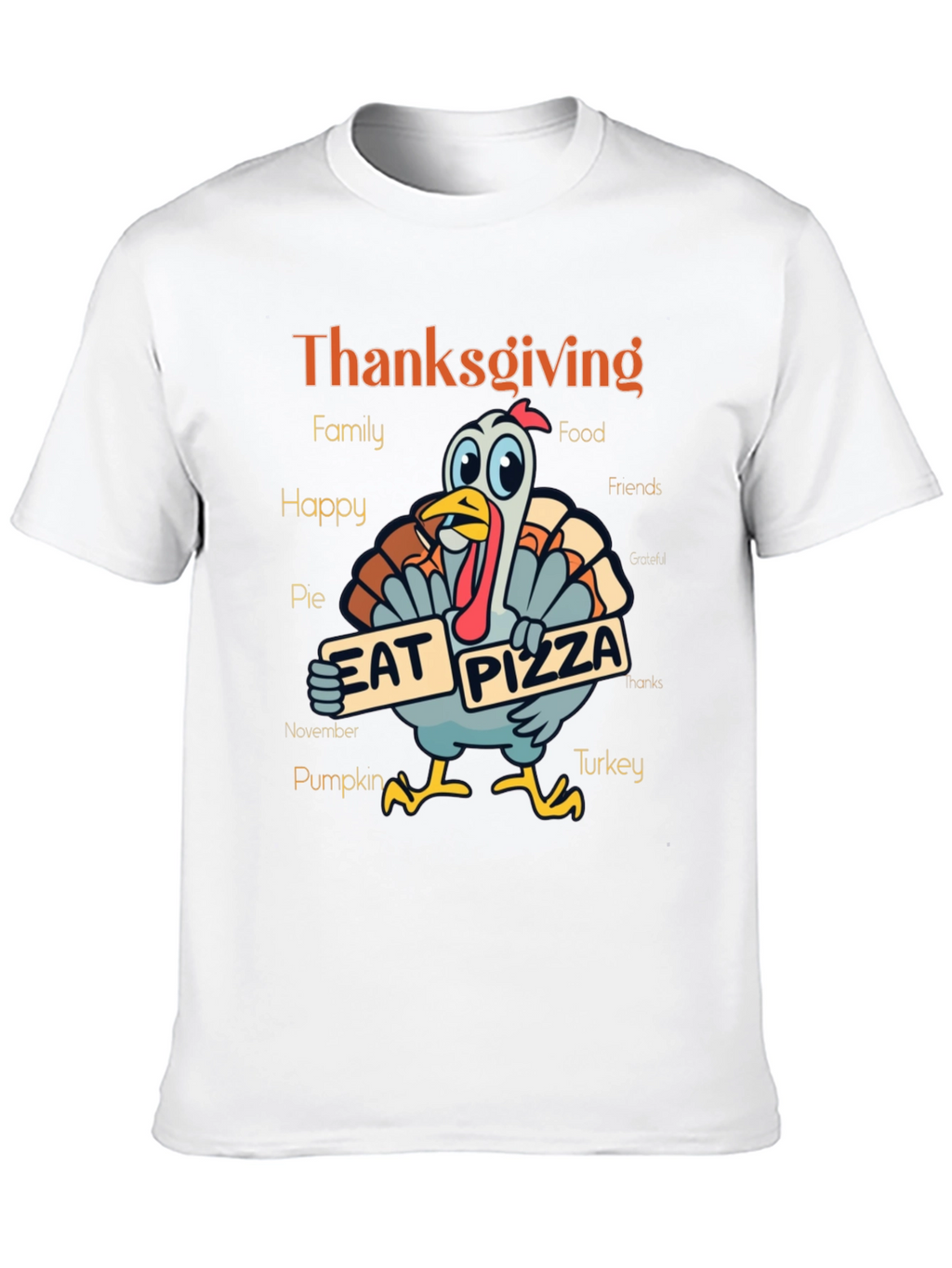 Thanksgiving Turkey Eat Pizza Graphic T-Shirt