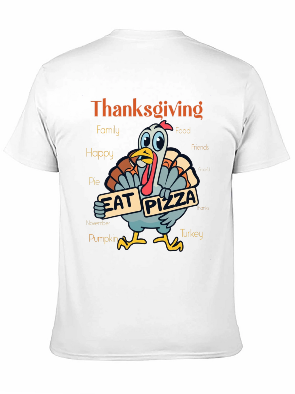 Thanksgiving Turkey Eat Pizza Graphic T-Shirt