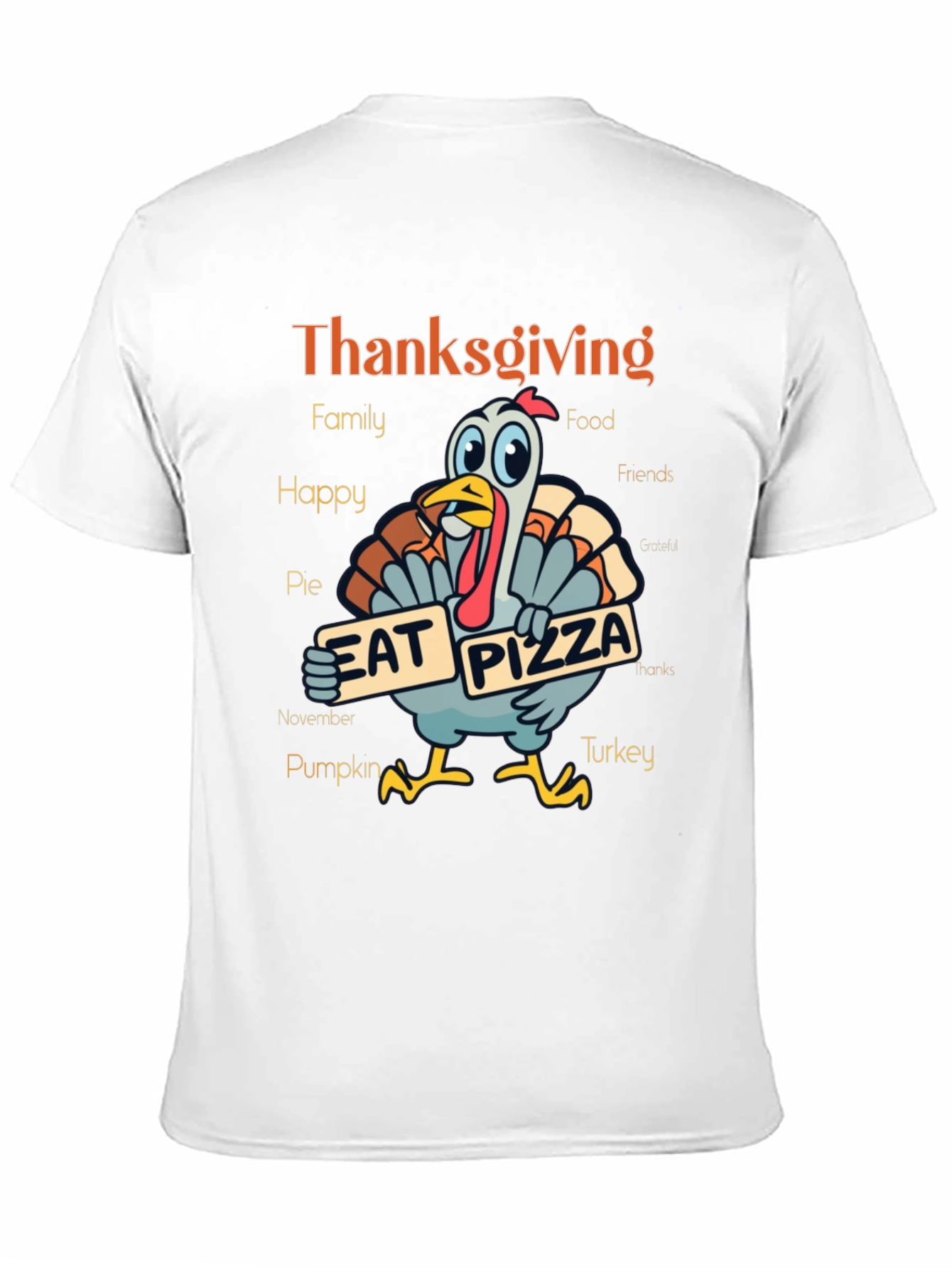 Thanksgiving Turkey Eat Pizza Graphic T-Shirt